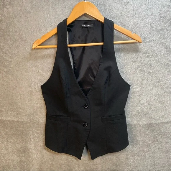 Express Design Studio Vest Black Sleeveless Fitted Career Party Size 4 - Picture 2 of 12